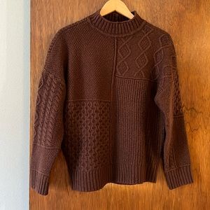 American Eagle Brown Mock Neck Knit Sweater